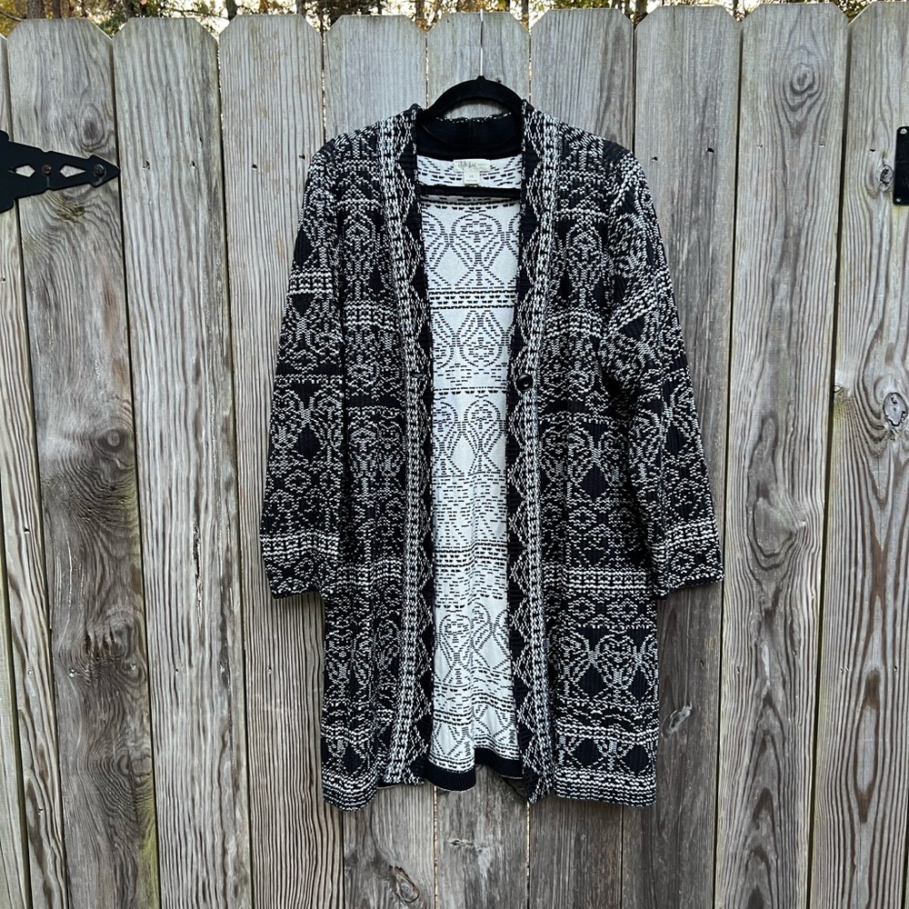 STYLE & CO Black and White Duster Cardigan Sweater Women’s 0X